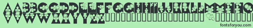 LmsBinkyBaby-fontti – mustat fontit vihreällä taustalla