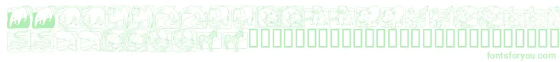 Czcionka LmsZooAndAquariumLifeDingBat – zielone czcionki na białym tle