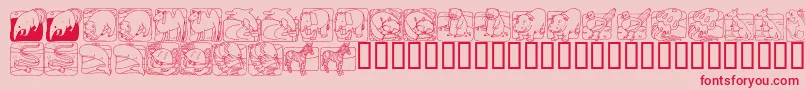 LmsZooAndAquariumLifeDingBat-Schriftart – Rote Schriften auf rosa Hintergrund