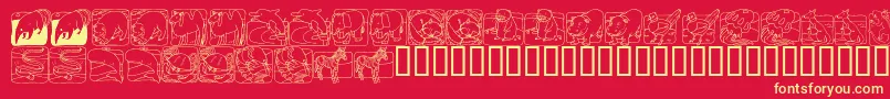 LmsZooAndAquariumLifeDingBat Font – Yellow Fonts on Red Background