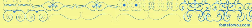 OrnametssTfb-Schriftart – Blaue Schriften auf gelbem Hintergrund