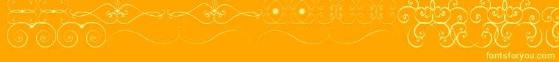 OrnametssTfb-Schriftart – Gelbe Schriften auf orangefarbenem Hintergrund