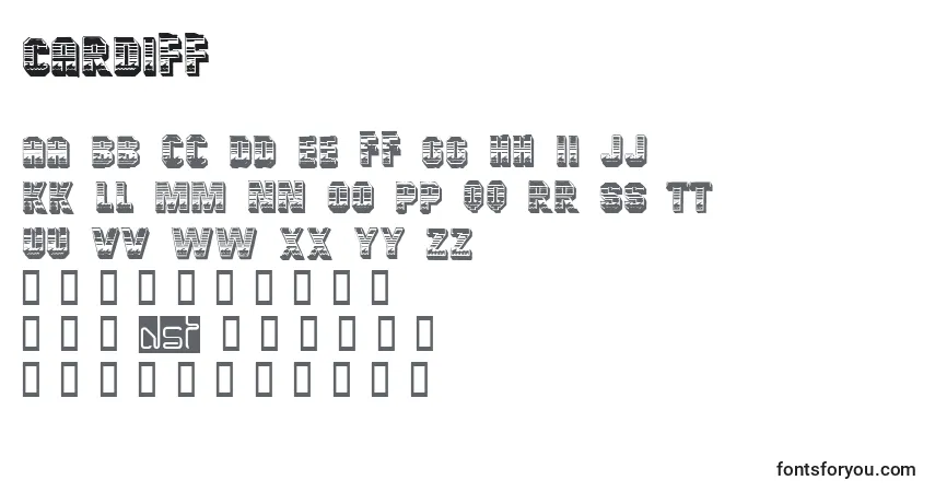 Schriftart Cardiff – Alphabet, Zahlen, spezielle Symbole