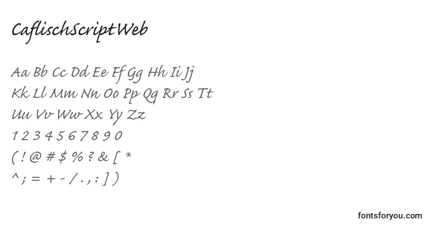 Шрифт CaflischScriptWeb – алфавит, цифры, специальные символы