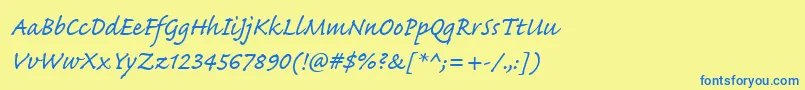 CaflischScriptWeb Font – Blue Fonts on Yellow Background