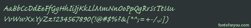 フォントCaflischScriptWeb – 黒い背景に緑の文字