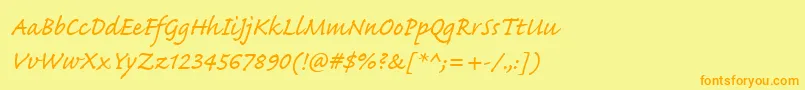 CaflischScriptWeb Font – Orange Fonts on Yellow Background