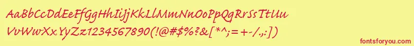 CaflischScriptWeb Font – Red Fonts on Yellow Background