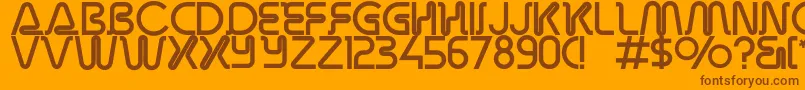 Overdrivelightalternate-Schriftart – Braune Schriften auf orangefarbenem Hintergrund