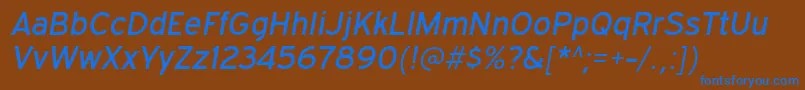 ExpresswayrgItalic-Schriftart – Blaue Schriften auf braunem Hintergrund
