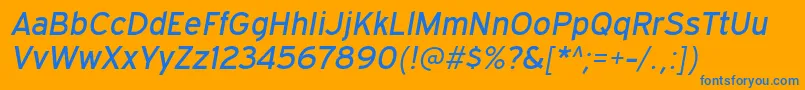 ExpresswayrgItalic-Schriftart – Blaue Schriften auf orangefarbenem Hintergrund