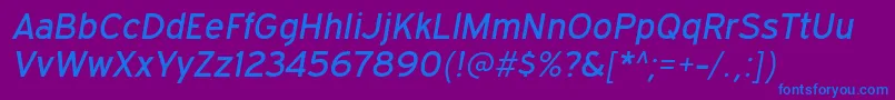 フォントExpresswayrgItalic – 紫色の背景に青い文字