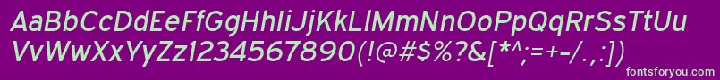 ExpresswayrgItalic-Schriftart – Grüne Schriften auf violettem Hintergrund