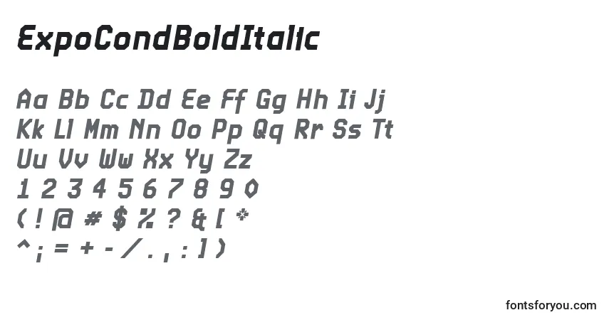 ExpoCondBoldItalicフォント–アルファベット、数字、特殊文字