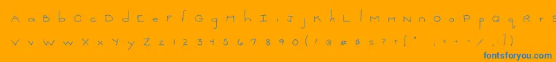 2peasThinkSmall Font – Blue Fonts on Orange Background