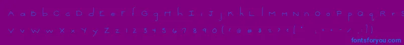 2peasThinkSmall-Schriftart – Blaue Schriften auf violettem Hintergrund