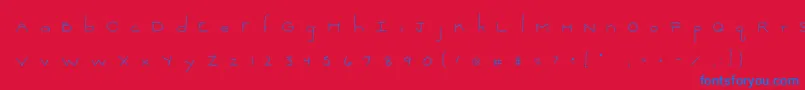 2peasThinkSmall-Schriftart – Blaue Schriften auf rotem Hintergrund
