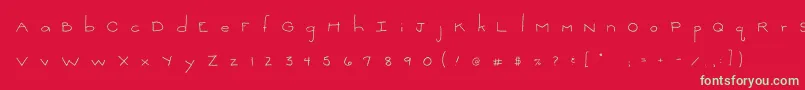 フォント2peasThinkSmall – 赤い背景に緑の文字