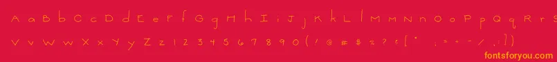 フォント2peasThinkSmall – 赤い背景にオレンジの文字