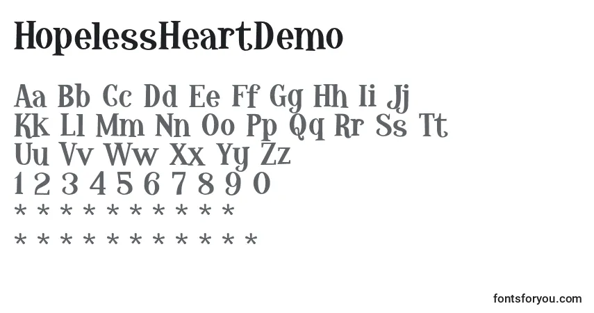 HopelessHeartDemo Font – alphabet, numbers, special characters