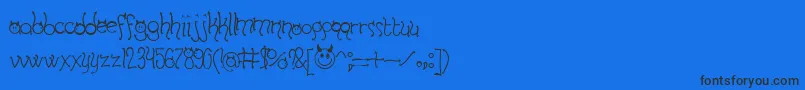 HornyDevilsBv-Schriftart – Schwarze Schriften auf blauem Hintergrund