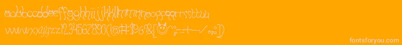 HornyDevilsBv-Schriftart – Rosa Schriften auf orangefarbenem Hintergrund