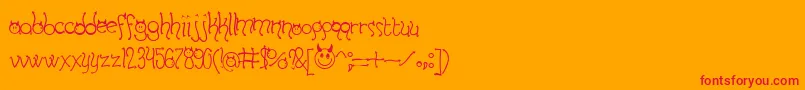 HornyDevilsBv-Schriftart – Rote Schriften auf orangefarbenem Hintergrund