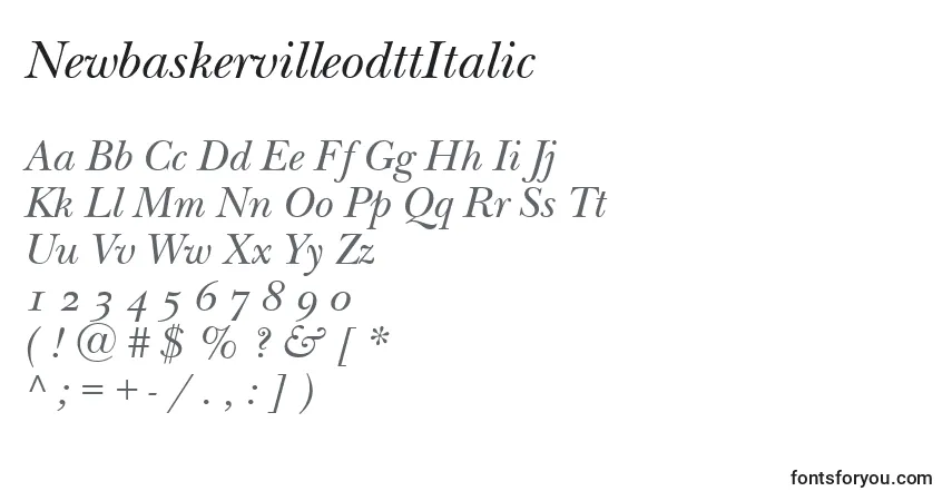 Шрифт NewbaskervilleodttItalic – алфавит, цифры, специальные символы