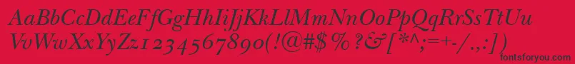 Czcionka NewbaskervilleodttItalic – czarne czcionki na czerwonym tle
