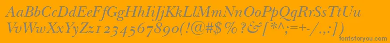 Fonte NewbaskervilleodttItalic – fontes cinzas em um fundo laranja