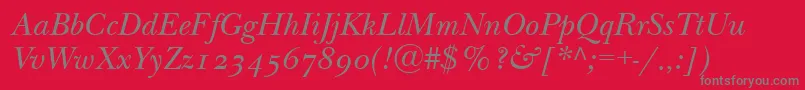 Czcionka NewbaskervilleodttItalic – szare czcionki na czerwonym tle