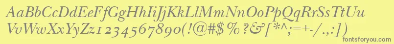 Czcionka NewbaskervilleodttItalic – szare czcionki na żółtym tle