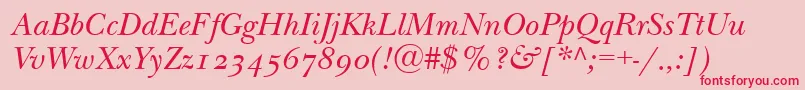 NewbaskervilleodttItalic-Schriftart – Rote Schriften auf rosa Hintergrund