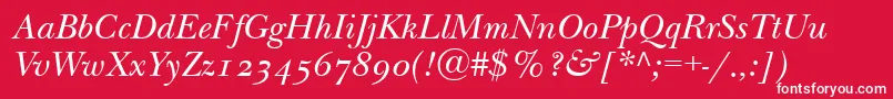 NewbaskervilleodttItalic Font – White Fonts on Red Background
