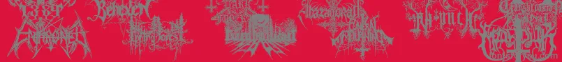 BlackMetalG-Schriftart – Graue Schriften auf rotem Hintergrund