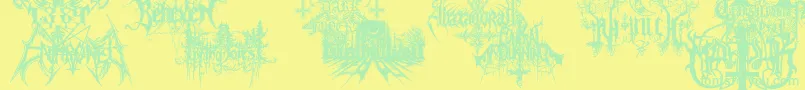 BlackMetalG-Schriftart – Grüne Schriften auf gelbem Hintergrund