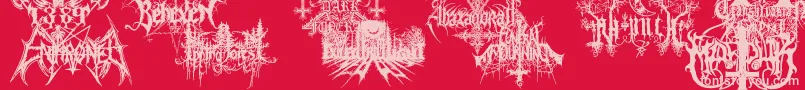 BlackMetalG-fontti – vaaleanpunaiset fontit punaisella taustalla