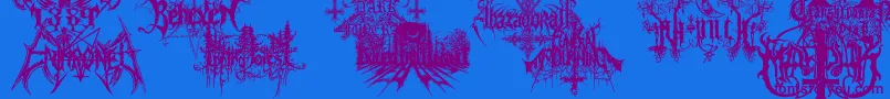 BlackMetalG-Schriftart – Violette Schriften auf blauem Hintergrund