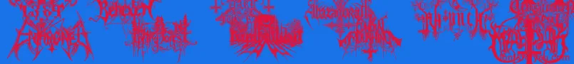 Czcionka BlackMetalG – czerwone czcionki na niebieskim tle
