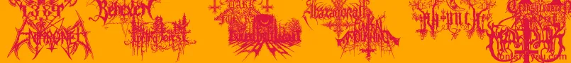 BlackMetalG-Schriftart – Rote Schriften auf orangefarbenem Hintergrund