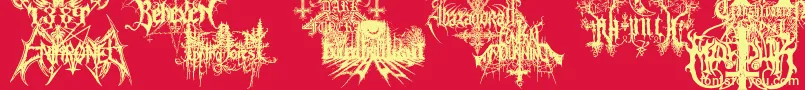 BlackMetalG Font – Yellow Fonts on Red Background