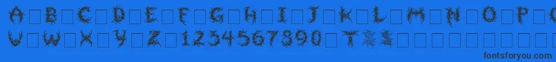 Sepulcra-Schriftart – Schwarze Schriften auf blauem Hintergrund