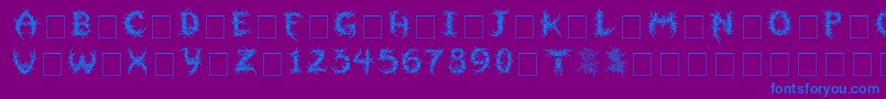 Sepulcra-Schriftart – Blaue Schriften auf violettem Hintergrund