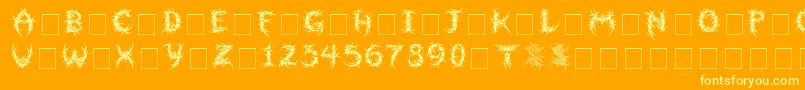 Sepulcra-Schriftart – Gelbe Schriften auf orangefarbenem Hintergrund