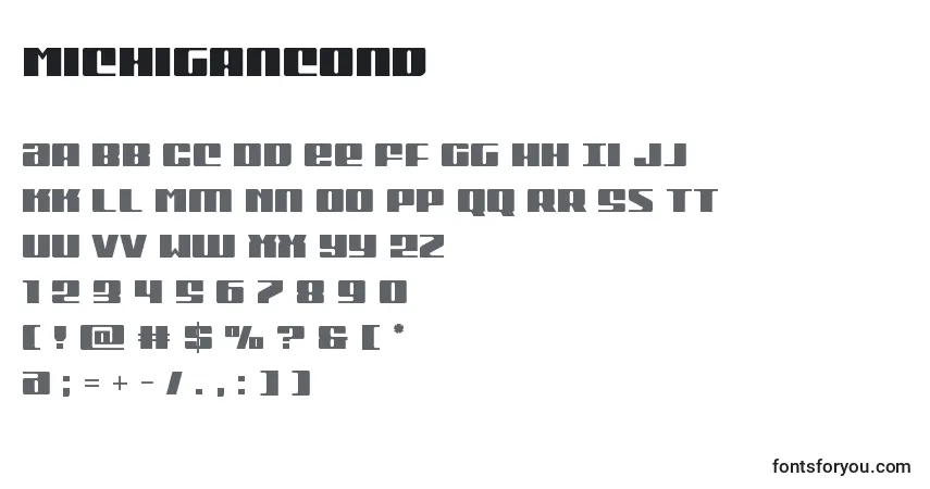 Fuente Michigancond - alfabeto, números, caracteres especiales