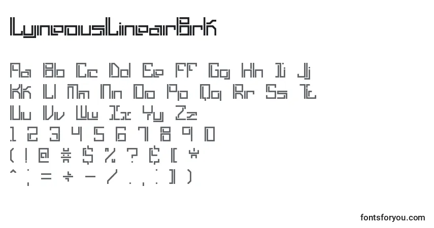 A fonte LyneousLinearBrk – alfabeto, números, caracteres especiais