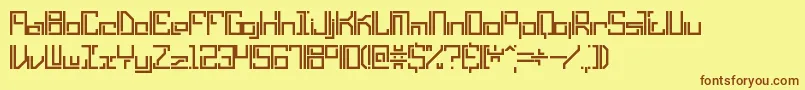 フォントLyneousLinearBrk – 茶色の文字が黄色の背景にあります。