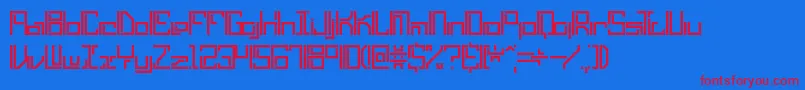 LyneousLinearBrk Font – Red Fonts on Blue Background