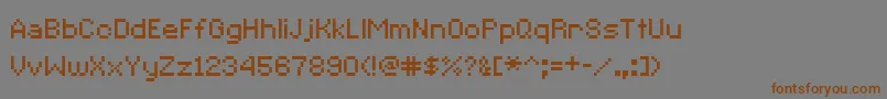 フォントCcRedAlertInet – 茶色の文字が灰色の背景にあります。