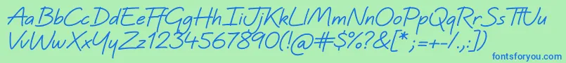 QuinzeyBold-Schriftart – Blaue Schriften auf grünem Hintergrund